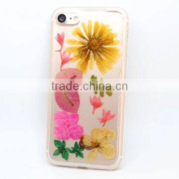 Transparent TPU Phone Case Real Flower Sticker Phone Cover Protective Back Cover for IPhone 7 / Plus photo-2