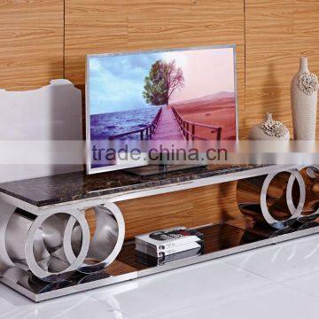 Marble Top Stainless Steel Maxim TV Stand photo-3