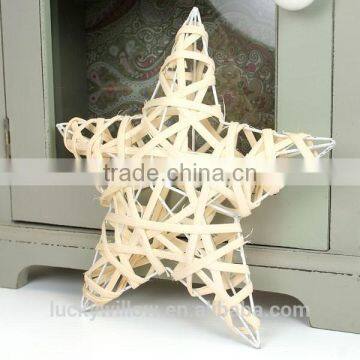 Folk art style natural wicker decoration hanging star/ Christmas willow star