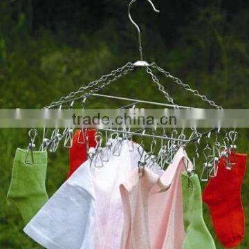 Stainless Steel Metal Clothes Hanger Socks Hanger Folding Drying Rack Hanger photo-5
