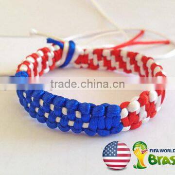 2017 Hot new bestselling product wholesale alibaba Unique Handmade WORLD Cup UNITED STATES flag bracelet made in China