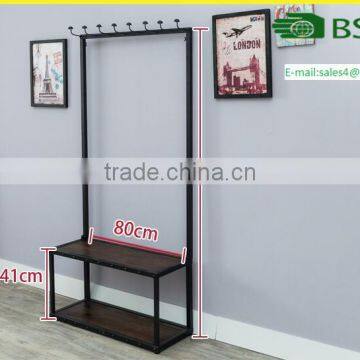 Clothes Hanging Cloth Garment Rack Stand Vintage Stand Closet Shelf Storage Garment Bedroom Clothing Rack With Shoe Storage