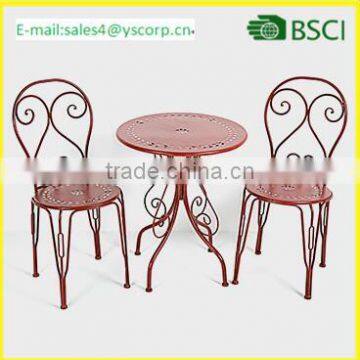 China Company Wholesale Cheap Outdoor Garden Patio Furniture Folding 3PC Table Chair Set Bistro Style Backyard Metal