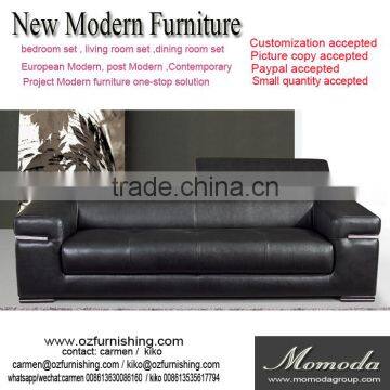 JR8015 modern Luxury Spanish full thick black cow leather living room Italy sofa set