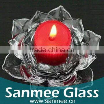 Clear Glasses Lotus Shape Beautiful Glass Candleholder