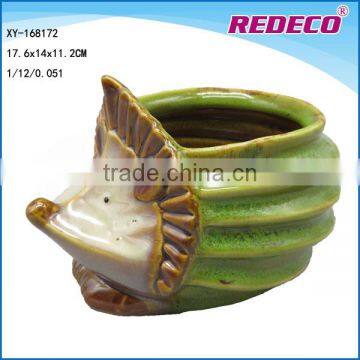 Ceramic animal hedgehog shape garden flower pots