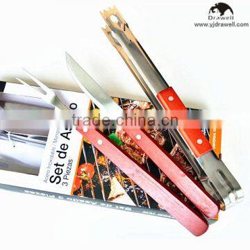 Set of 3 Hard Wood Handle Bbq Tool Set photo-2