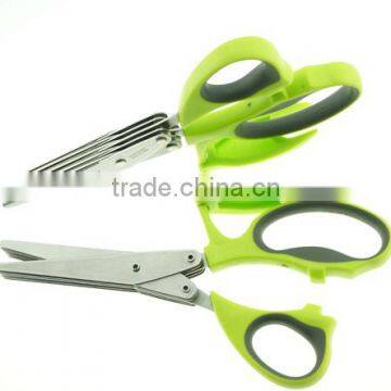 61018 New Style 5 Blades Kitchen Craft Scissors Herb Scissor With Support Rack photo-4
