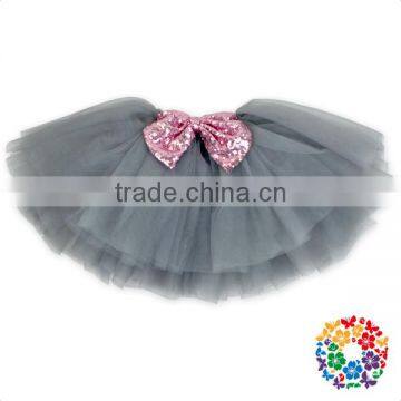 2017 New Design Children's Skirt 0-6 Years Old Girls Plain Grey Tutu Skirt With Bow Fashion Baby Mini Skirt