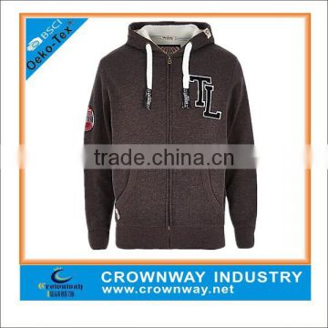 thick camofleece winter mens zip up hoodies with custom patch