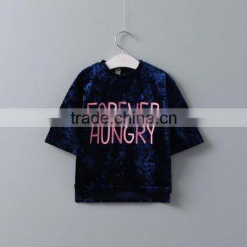 2017 Girls Pullover Velvet Short Sleeve t Shirt Childrens Plain Hip Hop T-shirt photo-2