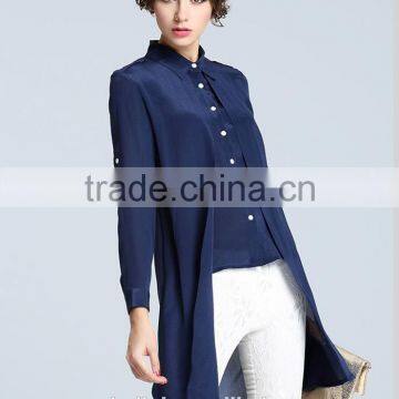 New Arrival Navy Fashion Ladies Long Shirt Designs Customized photo-4