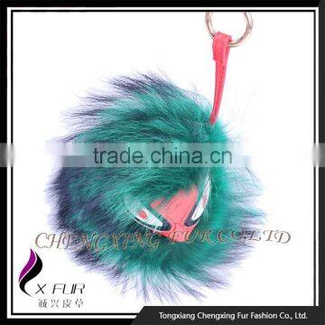 CX-R-48M China Wholesale Red Raccoon Fur Keychain With Fur Pompon photo-6