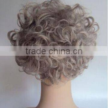 DELUXE GREY CURLY QUEEN ELIZABETH ROYAL OLD LADY GRANNY WIG photo-3