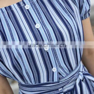 Maxnegio Beach Wear Striped Maxi Gril Casual Dress photo-6