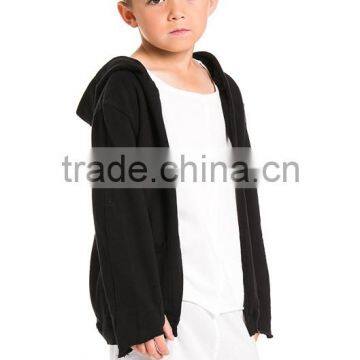 Children Open Front Black Hip Hop Hooded Coat photo-2