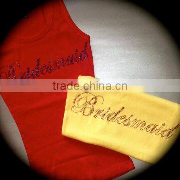 Fashion Wedding Rhinestone Bride Entourage Cotton Lace Tank Tops Wholesaler photo-4