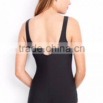 Simple Scoop Neck And Back Swimsuit Customizable Lower Cut Leg Opening Fully Lined Swimwear Womens One Piece Swimsuit Lining photo-3