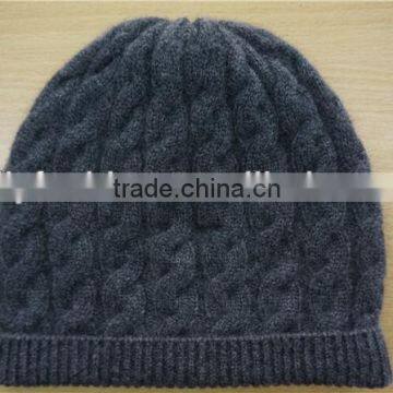 Top quality unisex casual classic cable knitting cashmere hat