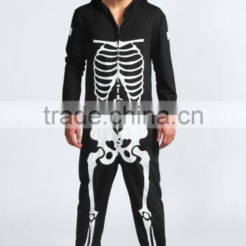 adult footless pajamas onesie with skeleton