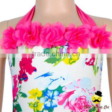 Hot Sale Kids Halter Floral Printed Flower One Piece Little Girl Modeling Swimwear Dress Beach Clothes photo-3