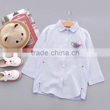 S33426W School Girl Blouse Cotton Striped Embroidery Cartoon Shirts Blouse photo-3