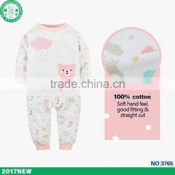 100% soft touch cotton cute printing children apparel kids wear set