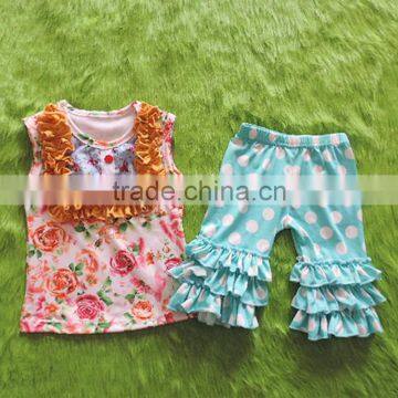 Wholesale Baby Clothes Set Fashion Cute Floral Pattern Tops Kids Boutique Clothing 2 Pcs Set Girls Outfits photo-3