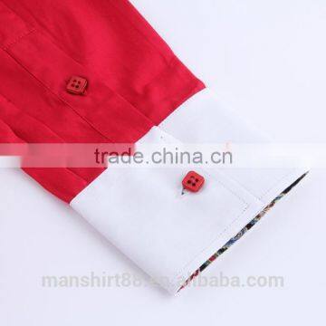 Solid Color Contrast Collar and Cuff Men's Formal Casual Dress Shirts photo-3