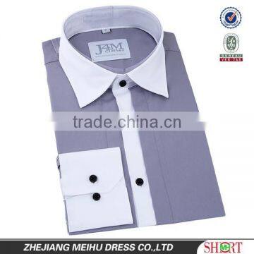 Slim Fit Contrast Color Casual Custom Long Sleeve Men Shirt photo-3