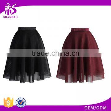 2016 Guangzhou Shandao Hot Selling New Arrivals Summer Casual Sexy Short A Line Black Ruffle Tulle Girls Skirts