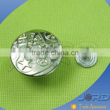 New style silver nickel free jeans button custom design nickel color buttons for jeans washable and hand press