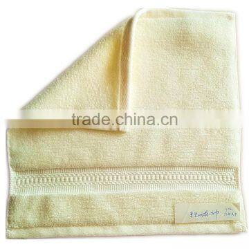 custom embroidery cotton plain untwisted face towel with jacquard satin