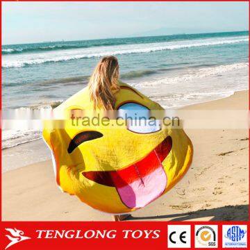 Wholesale eco-friendly funny round shape beach emoji towel