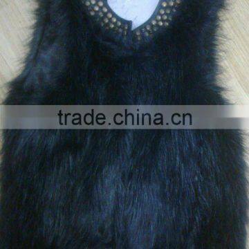 2012 popular black fur fabric vest