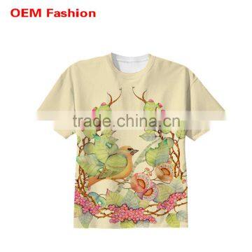 Flower design print custom made t shirts sample