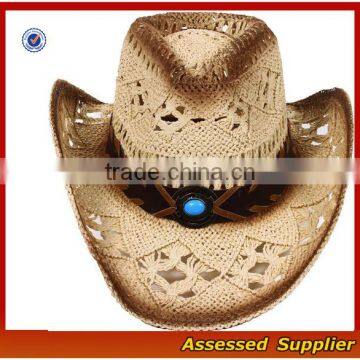 High quality women/men's summer woven straw cowboy hat Australia ranch hat with shapeable brim