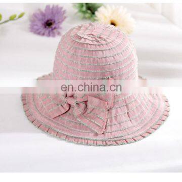 Colour Bar Bowknot Edgefold Cloth Hat Outdoor Travel Beach Hat