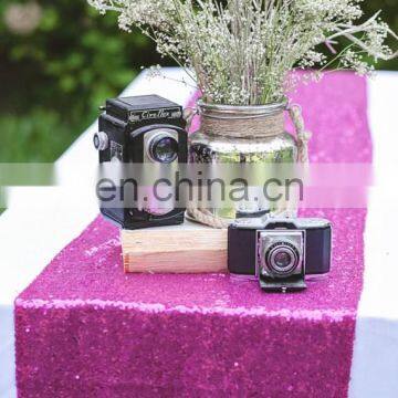 New Arrival Hot Pink Medium Price Shiny Sequins Christmas Table Runner For Wedding Decoration photo-2