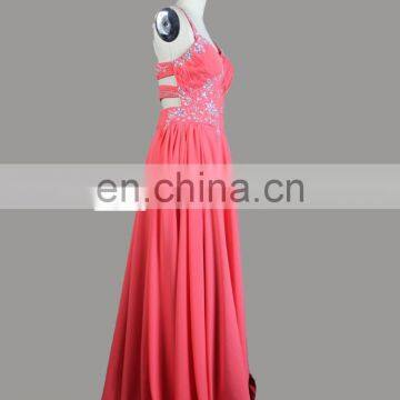 Stunning Sweetheart Neckline Halter Beaded Slit Skirt Chiffon Design Your Own Long Prom Dress photo-3