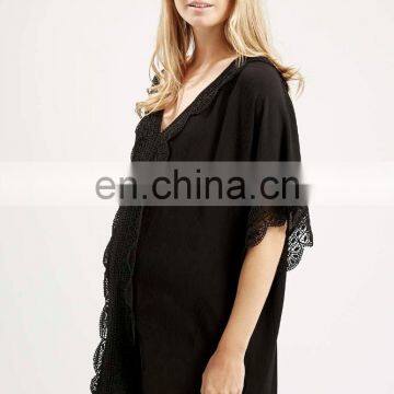Lace Trim Kaftan Max Fashion Maternity Shirts photo-3