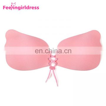 Self Adhesive Backless Strapless Pink Push Up Color Cloth Invisible Bra