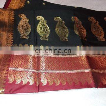 Women's Dress Indian Saree Zari Work Pallu Silk Sari Wedding Dress