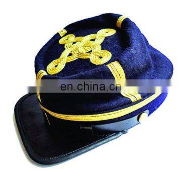 Military Civil War with Leather Visor | Civil War Confederate Officers Kepi