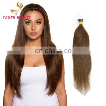 2017Best Saling Brazilian Human virgin hair stick I tip hair in silky staright