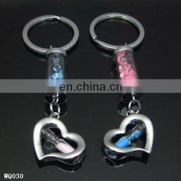 Hot Selling Creative Pink And Blue Hourglass Couple Key Ring For Wedding