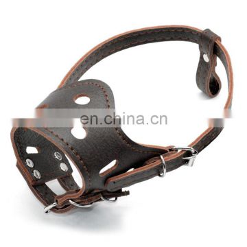 Wholesale Custom Size Durable Anti Barking Brown Adjustable Leather Muzzle Dog photo-7