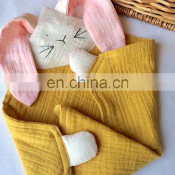 Cute Soft Pink Organic Cotton Bunny Muslin Blanket Comforter photo-6