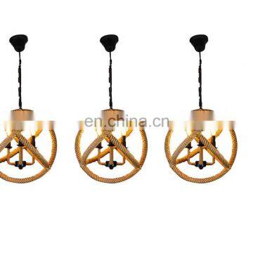 Rustic rope chandeliers 3 light hanging pendant light