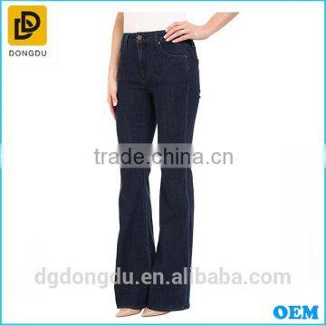 OEM Service Classical 100% Cotton Denim Jeans Trousers Lady Bell-bottoms Pants photo-3